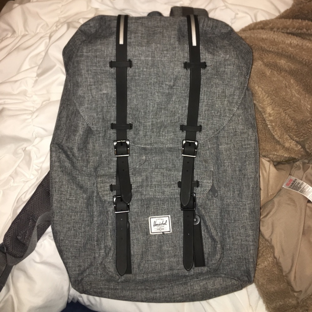 Herschel Gray Retreat Rubber Strap Backpack